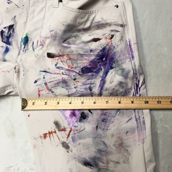 Lululemon ABC Classic Pants 30x29 Warpstreme PAINT SPLATTER THRASHED Light Beige - Picture 7 of 10